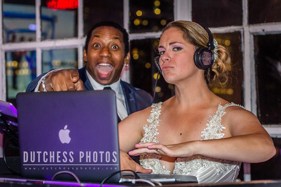 DJ Mike Hope and Bride in Dj Booth 